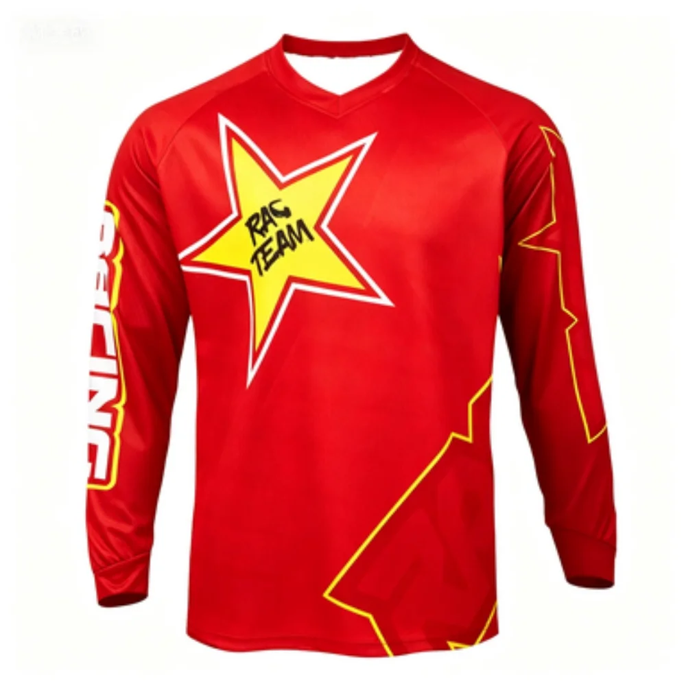 Sports Style Long-Sleeve Top Team-Themed Design Star Pattern Print Comfortable Breathable Fabric for Daily & Sports Use