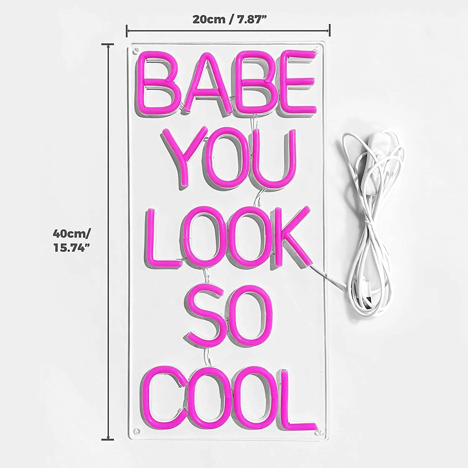 Babe You Look So Cool Neon Sign Pink LED Neon Light for Room Aesthetic Decor Girls Room Wall Decor Party Lights Cool Sign