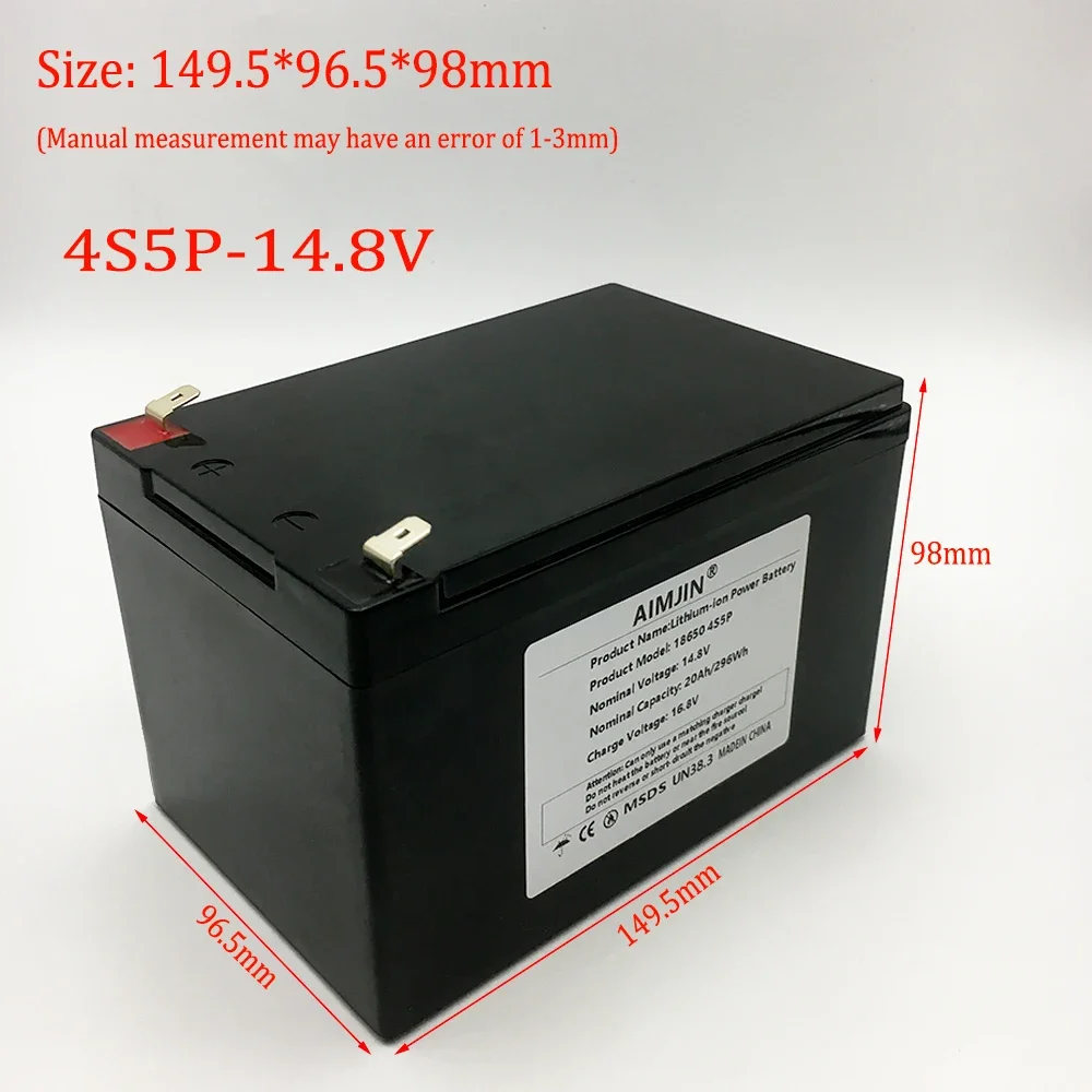 14.8V 20AH 4S5P Li-ion Battery Pack With Charger For Children's Electric Vehicle Agricultural Spray Stereo Solar Light