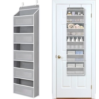 Over The Door Organizer Hanging Storage With 5 Mesh Pockets Anti Tilt 40 Lbs Load Behind Door For Bathroom Bedroom Kitchen Dorm