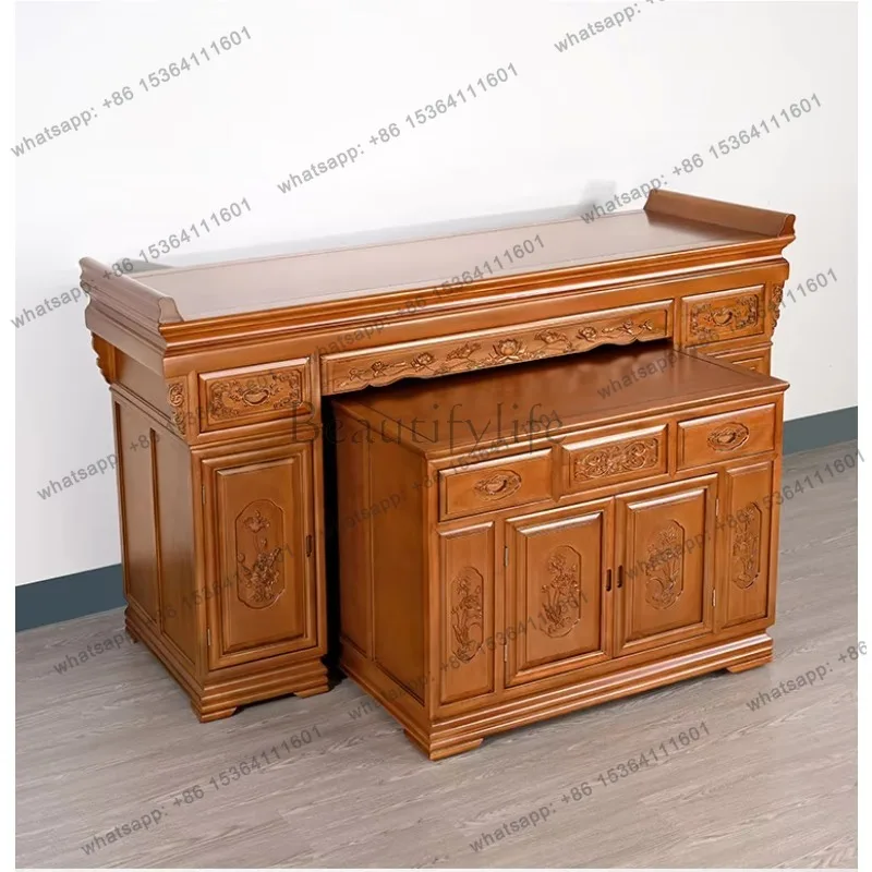 YJ Modern Minimalist Buddhist Altar Table with Cabinet, Small Feng Shui Shrine Stand for Home Worship