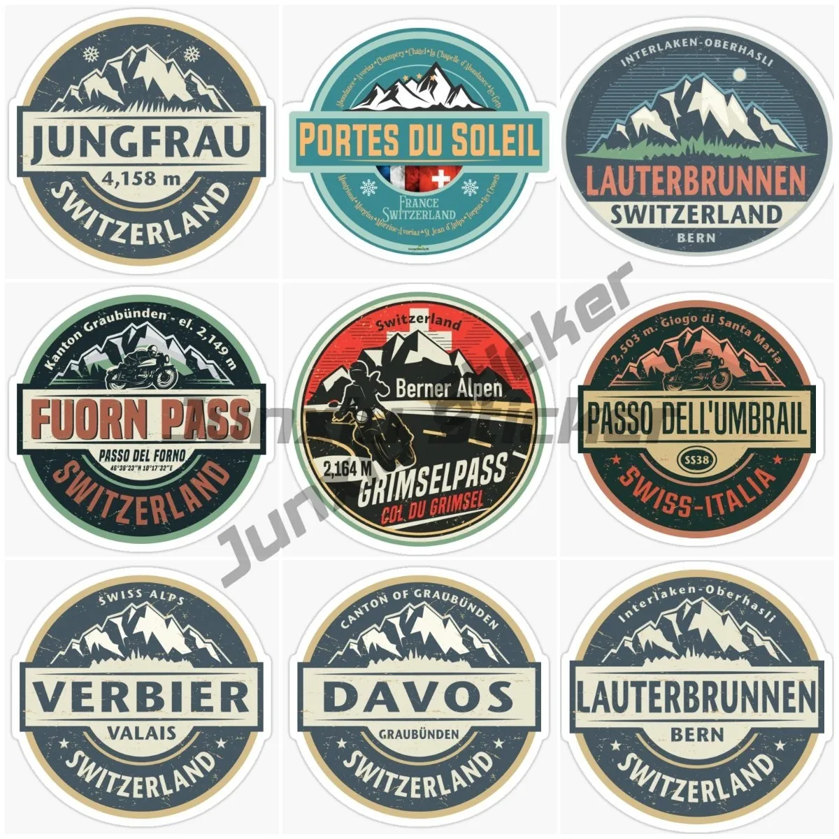 

Famous Tourist City in Switzerland, Europe, with Scenic Car Stickers Suitable for Decorating Any Smooth Object Surface