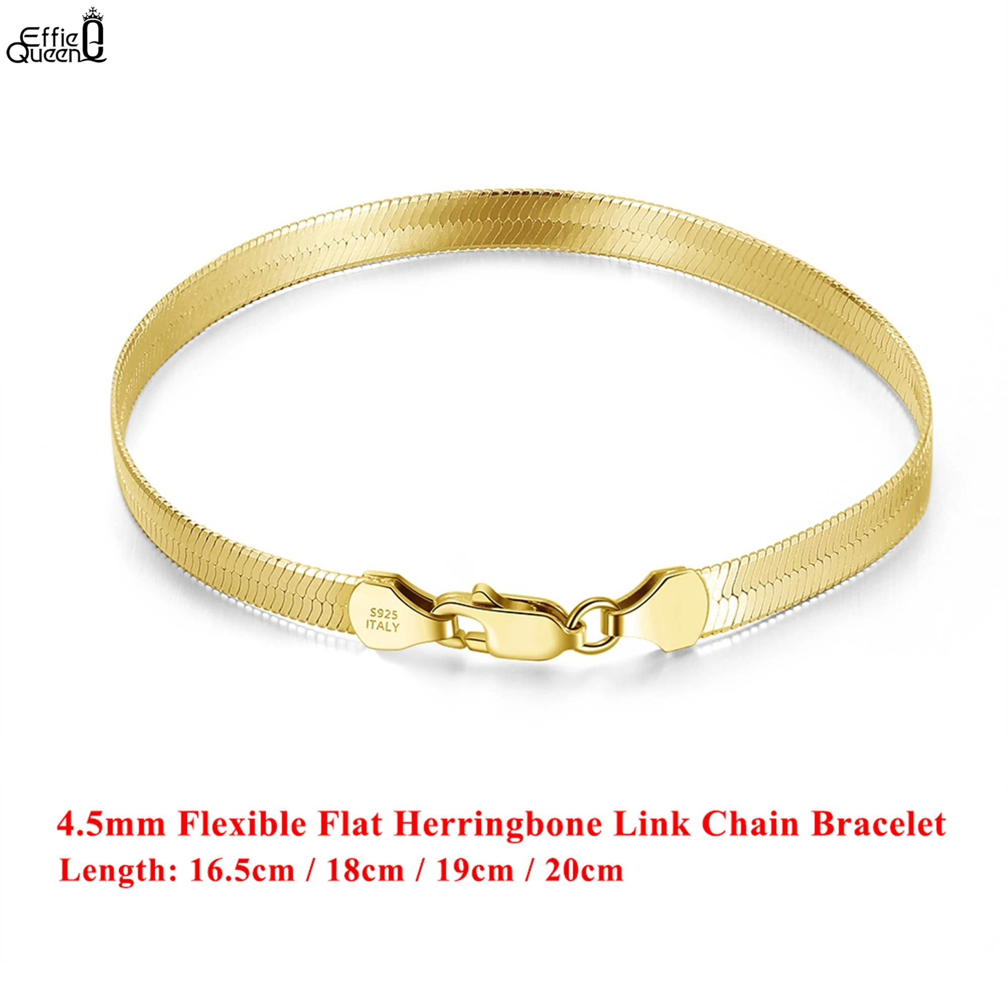 

EFFIE QUEEN 925 Sterling Silver 14k Gold Italian 3mm/4.5mm Blade Chain Bracelet Hand Jewelry for Women, Men's Bracelet SB107