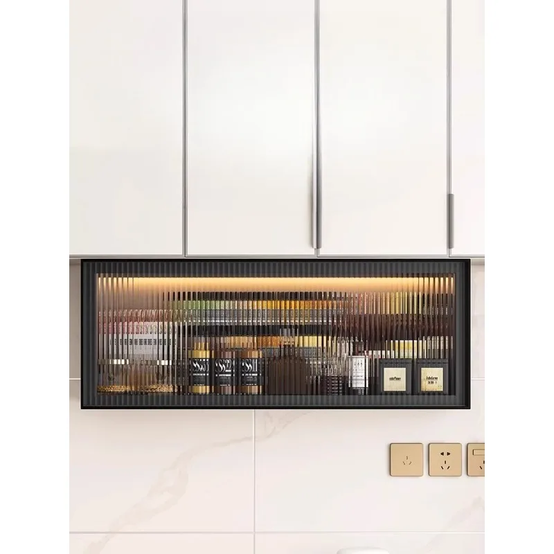 

Hanging cabinet Wall closet Household kitchen closet Glass door Storage cabinet Modern simple wall hanging seasoning