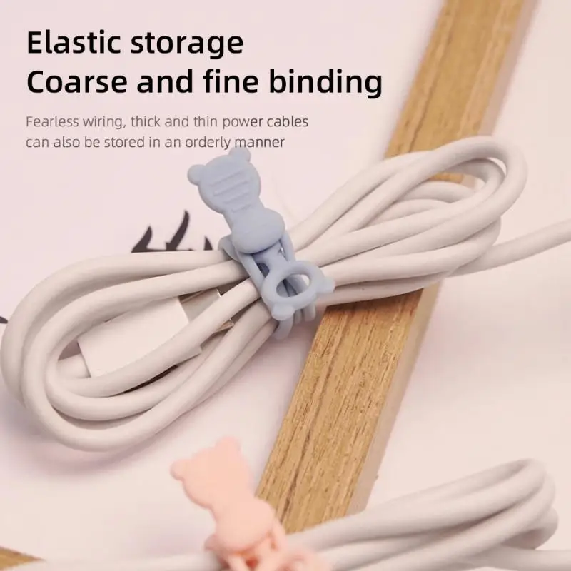 1PCS Reusable คอมพิวเตอร์ยึด Home Office สายผูกชาร์จโทรศัพท์สายรัดสําหรับหูฟัง Organizer ซิลิโคนอ่อน