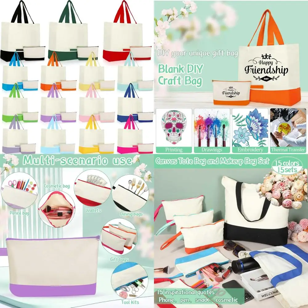 أكياس حمل قطنية قابلة لإعادة الاستخدام مع حقيبة بسحاب، 18.5 أكياس تسوق يدوية للاستخدام اليومي #1