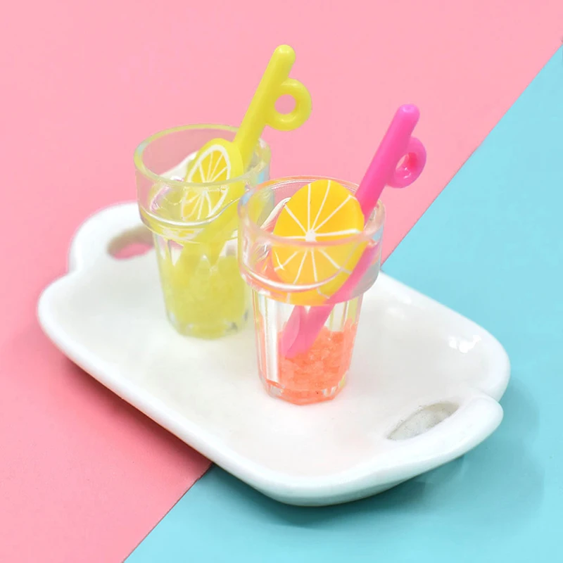 5Pcs 1:12 Dollhouse Scene Decoration Luminous Fruit Drink Cup Model