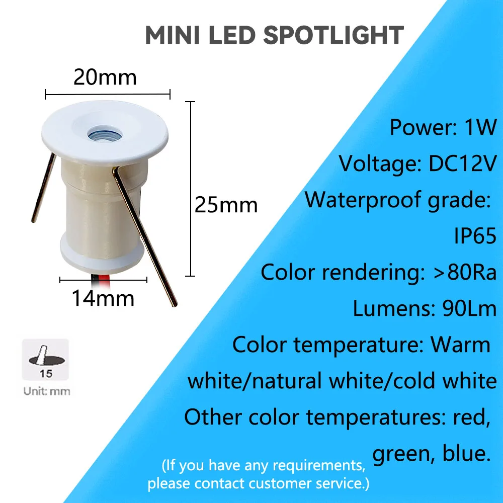 Mini Spotlight LED Recessed Lamps white Driver 1W Downight Interior Lighting Small Recessed Spot Light for Staircase Cabinet