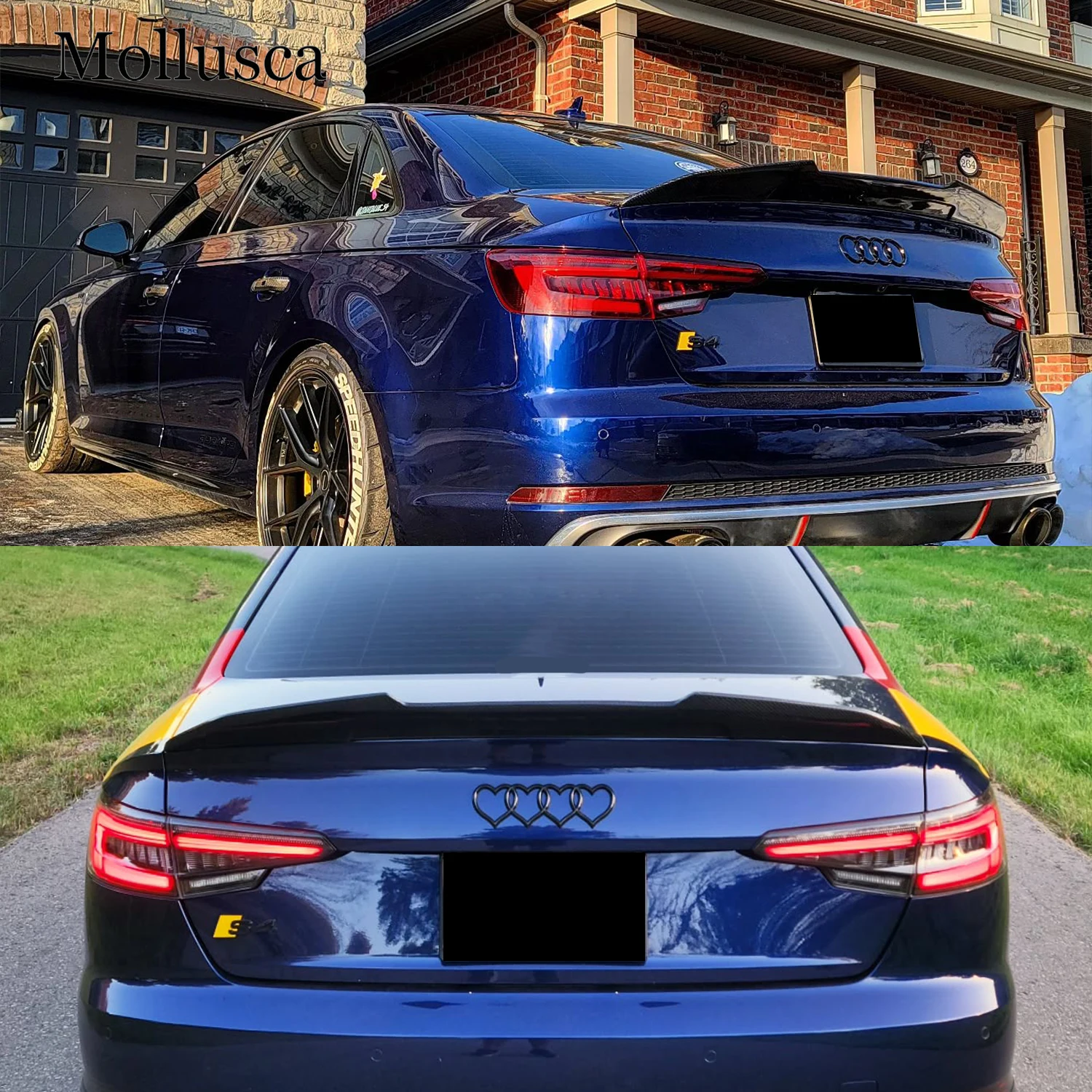 

For AUDI A4 S4 B9 B9.5 Sedan PSM Style Carbon Fiber Rear Spoiler Trunk Wing 2016-2023