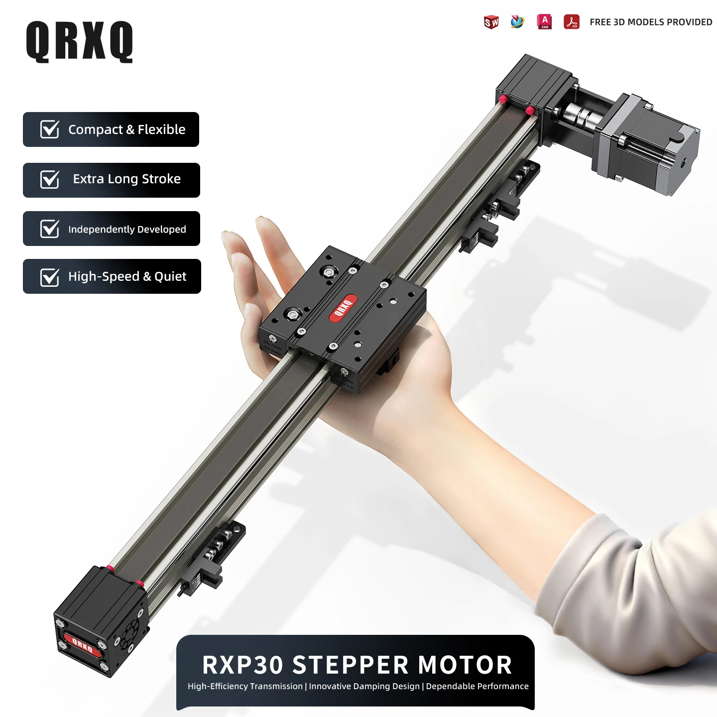QRXQ Linear Guide Synchronous Belt Module RXP30 High Precision Customizable Length Low Noise Including Stepper Motor Cnc Parts