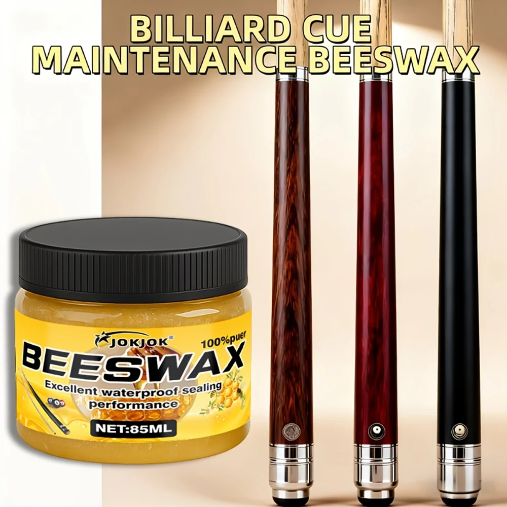 JOKJOK Pool Cue Care Kit with Beeswax Polish & Conditioner - Wood Shaft Restorer Wax, Cue Refurbishing Kit for Billiards Mainten