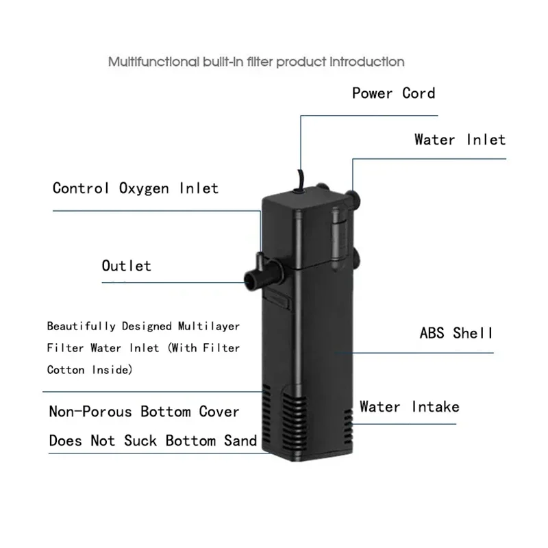 1 Pcs Aquarium Submersible Built in Fish  Waterfall Rain Filter Pump Oxygen Injection Energy Saving High Efficiency