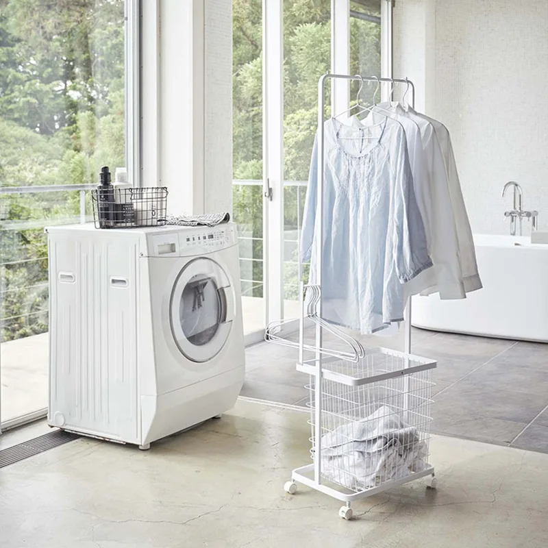 

Mobile metal clothing storage rack Second cleaning Overnight Dirty clothes basket Balcony drying clothes artifac