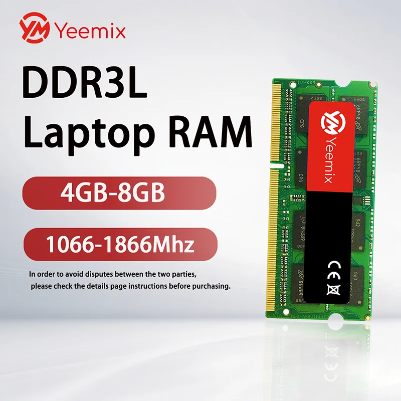 

Yeemix DDR3L 4 ГБ 8 ГБ оперативной памяти для ноутбука 1066 МГц 1333 МГц 1600 МГц 1866 МГц PC3L 10600S 12800S 204Pin 1,35 В SODIMM Память для ноутбука DDR3L RAM