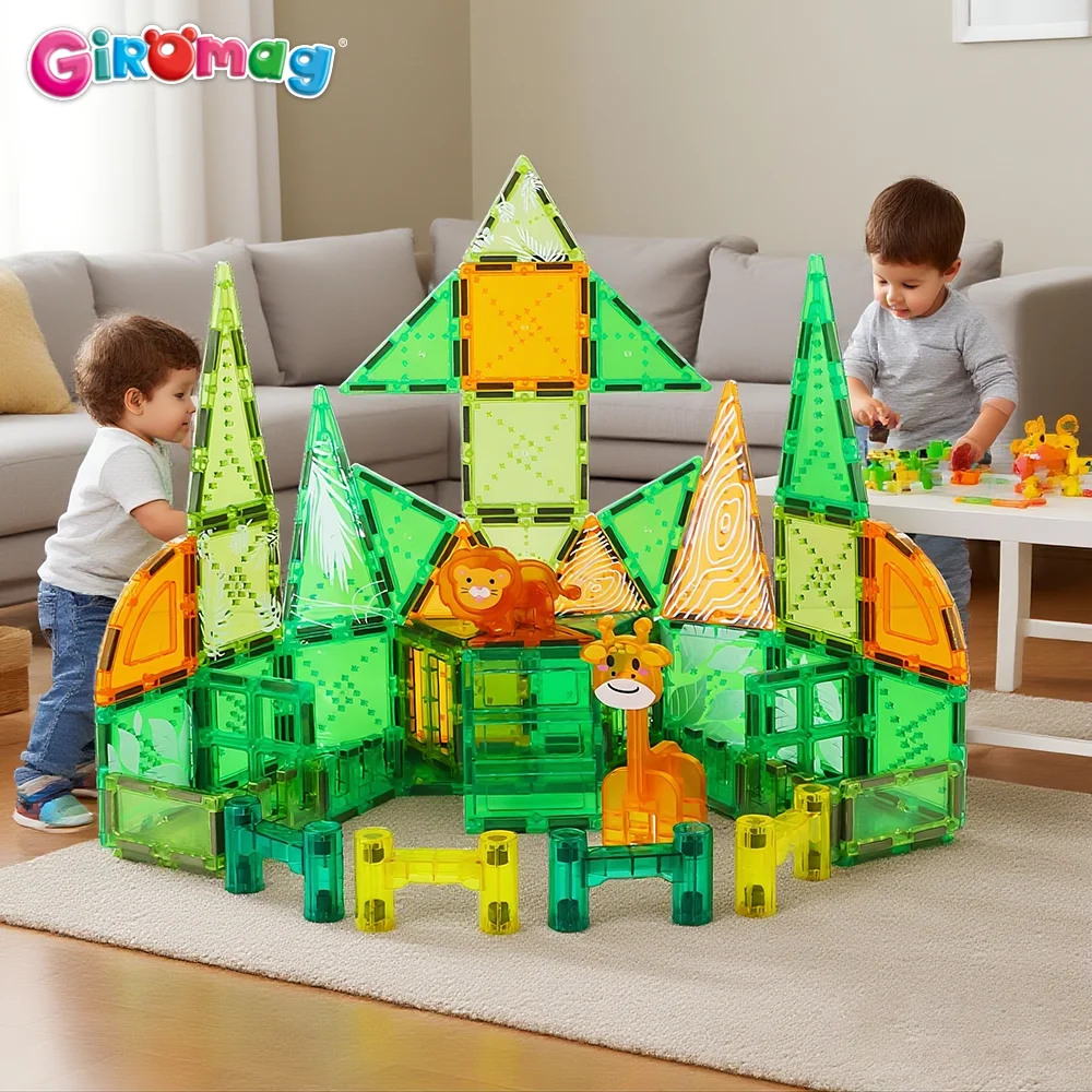

GIROMAG 80pcs Strong Magnetic Blocks for Kids 3-12, Creative STEM Learning Toys Gift for Boys & Girls Magnetic Tiles