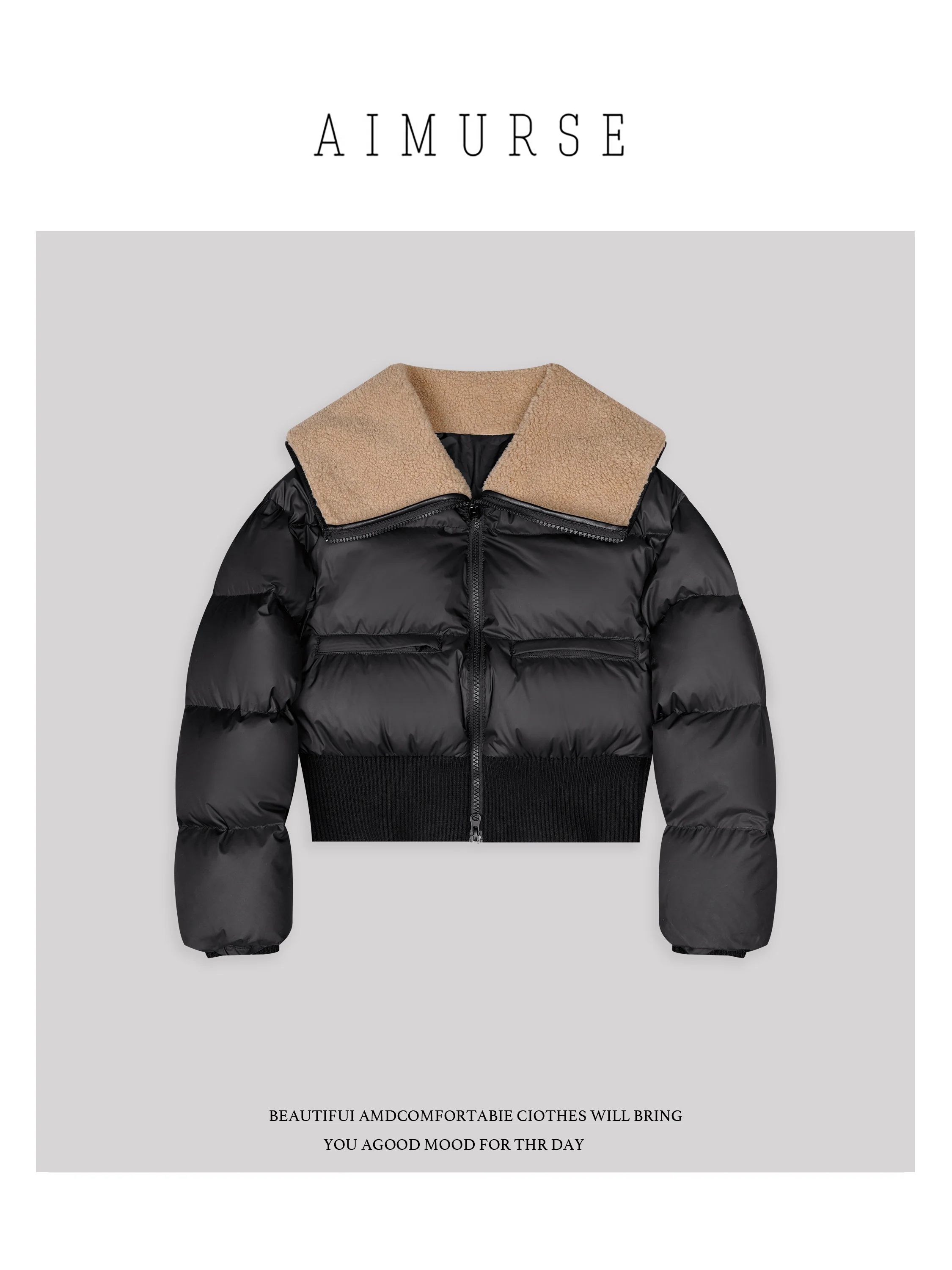 

Теплая куртка-пуховик AIMURSE Snow Peak Coffee AM70268 с модным воротником, из утепленного полиэстера, женская