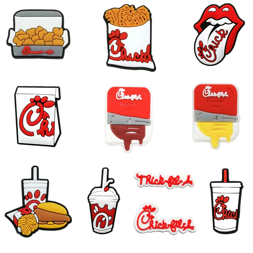 

1pcs Fried Chicken Burger Fries Shoe Charms Decoration For Clogs Garden Sandals Funny Accessories Kid Party X-mas Gifts