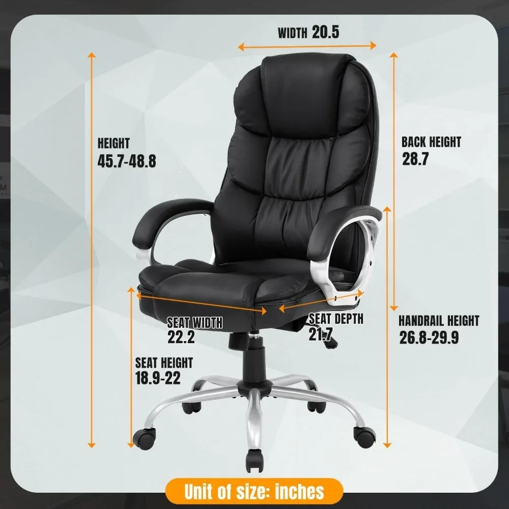 Office Chair Cheap Desk Chair Ergonomic Computer Chair with Lumbar Support Arms Headrest PU Leather Modern Rolling Swivel