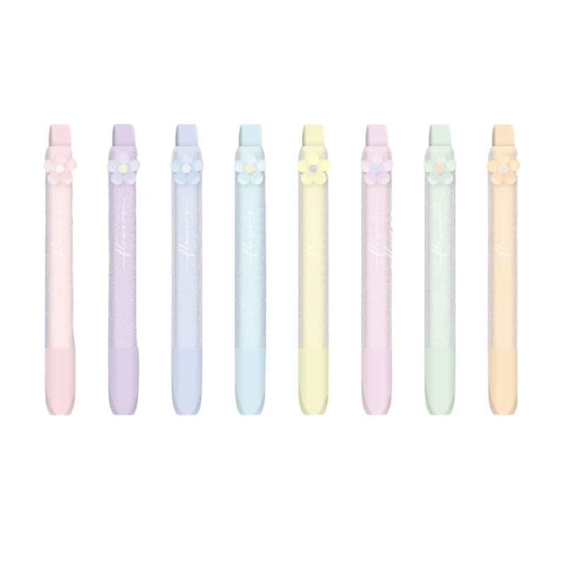  8Pcs Sparkling Retractable Highlighter Chiseled Tip Fluorescent Marker Pen for Note Taking Journal Planner Scrapbooking