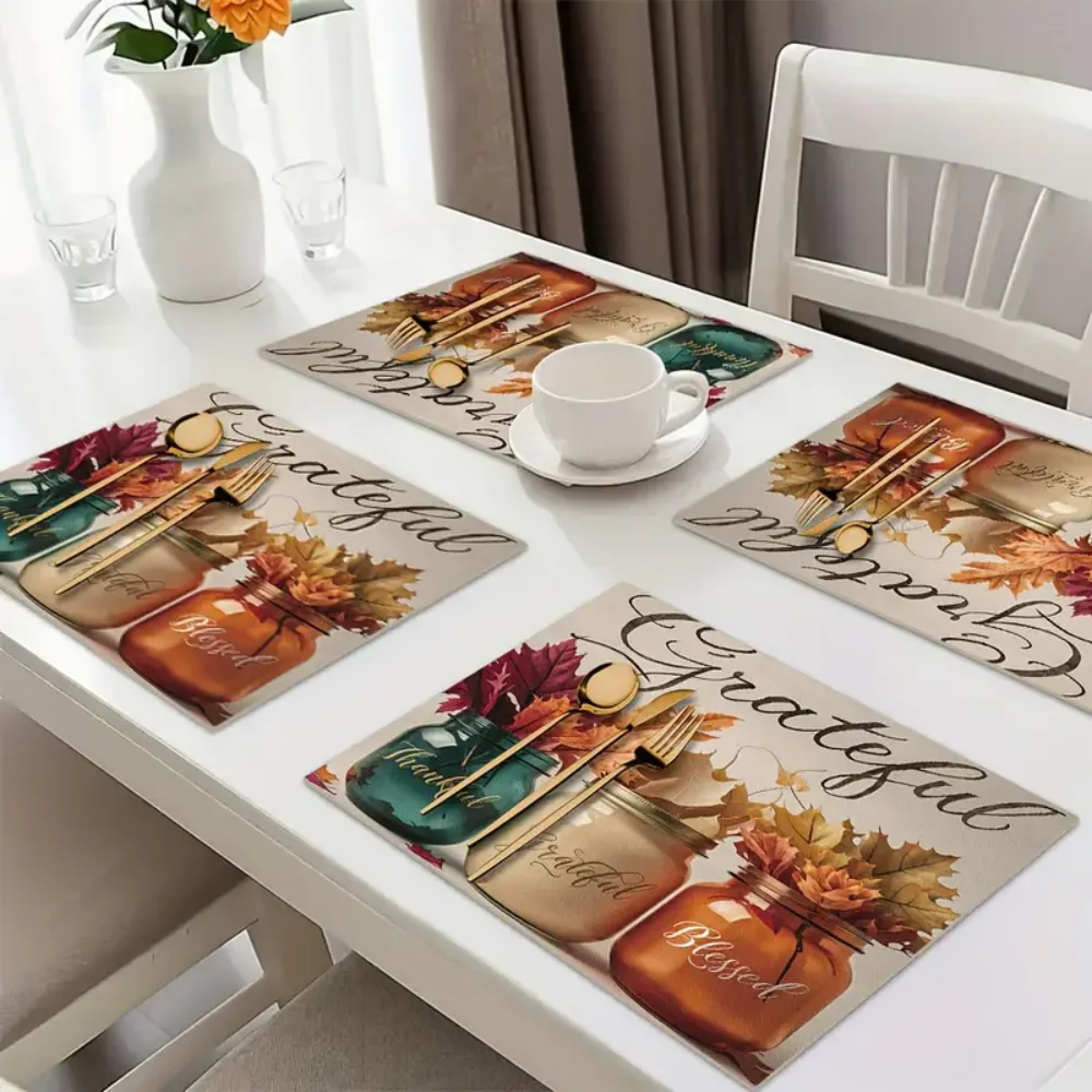 مفارش أطباق جرة الخريف من VIKAMA - مقاومة للماء وقابلة للغسل ومقاومة للحرارة، مثالية لتزيين المطبخ والطاولات المنزلية