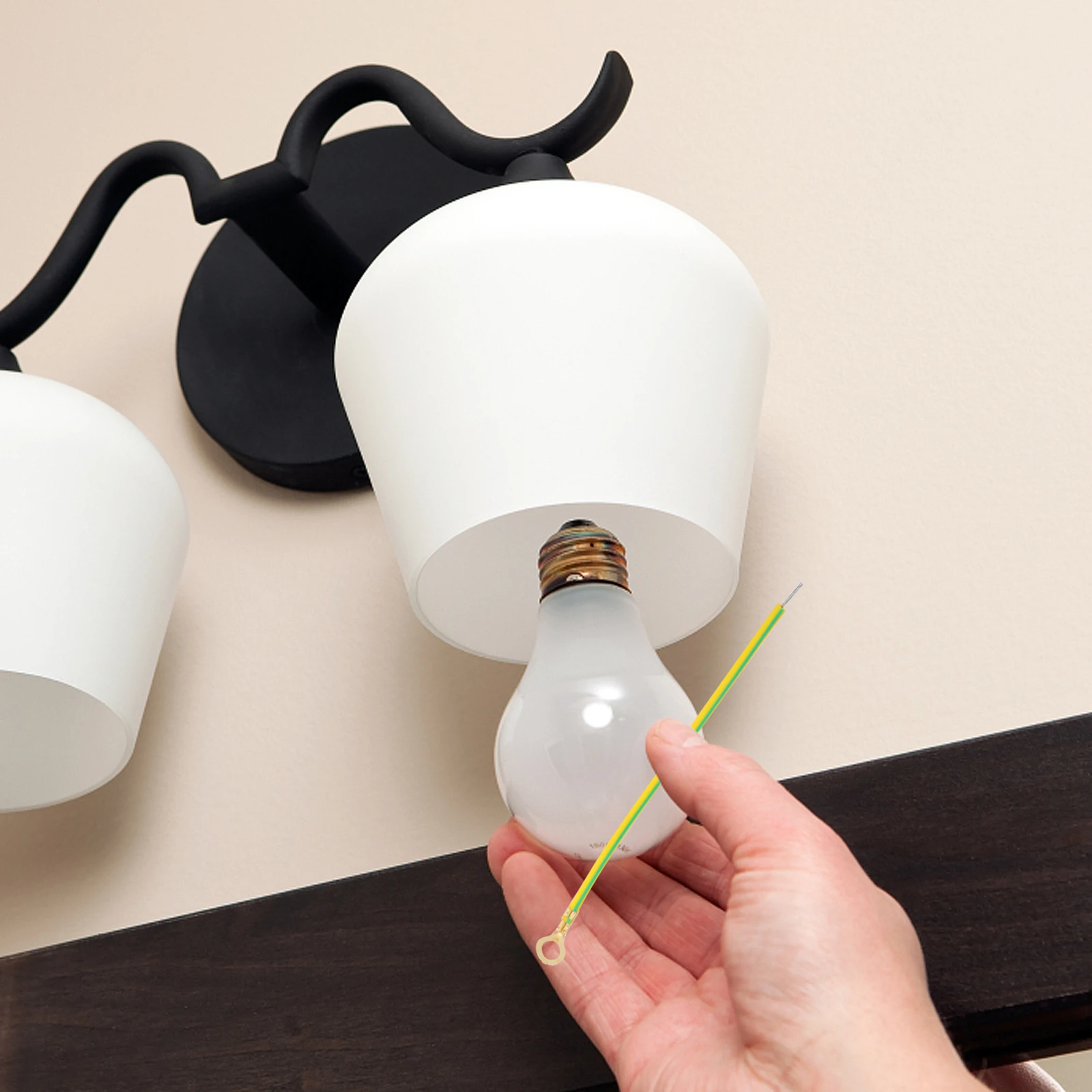 

200pcs Yellow Green Grounding Wire For Led Lamps Copper Cable Replacement Household Electrical Safety Universal Connectors