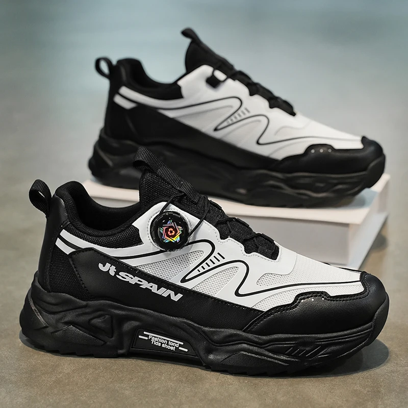 

Men's rotating shoelaces sports shoes Four season new breathable soft sole comfort outdoor running shoes fashion casual sneakers