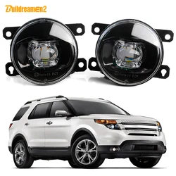 2 X Fog Light Assembly Car Front Adjustable LED Lens Fog Lamp with Aluminum Radiator For Ford Explorer 2011 2012 2013 2014 2015