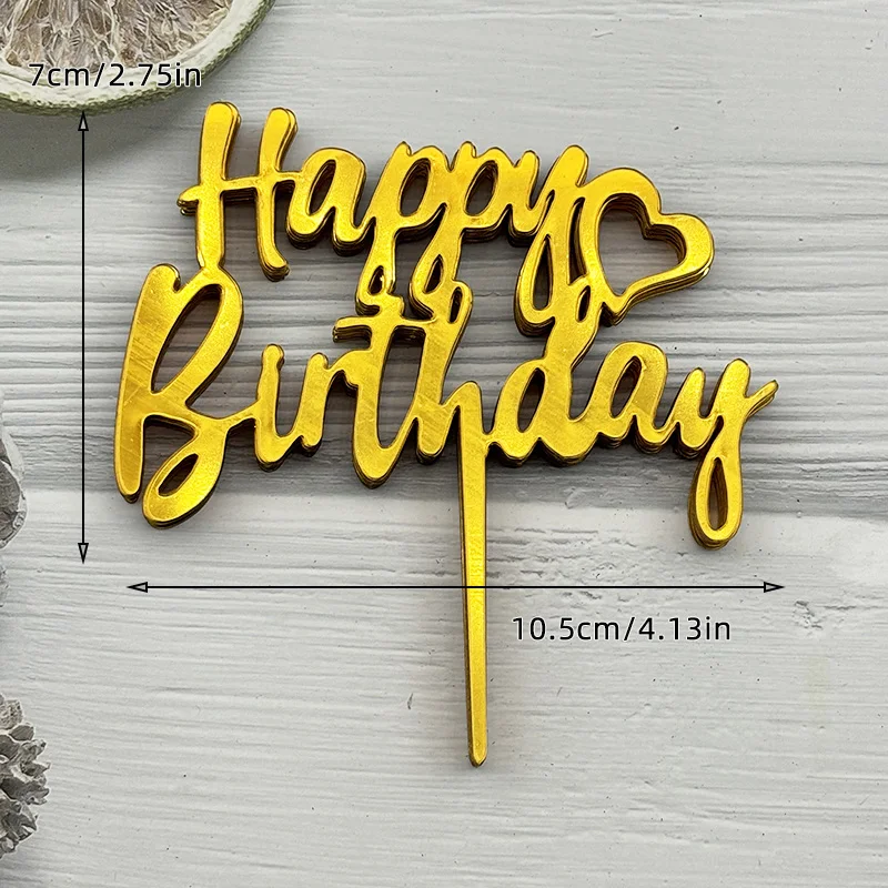10 Stück Acryl-Kuchenaufsatz „Happy Birthday“, Rosa, Gold, Silber, für Kinder, Männer, Frauen, Babyparty, Party-Dekoration, Geschenkzubehör – Detail 15