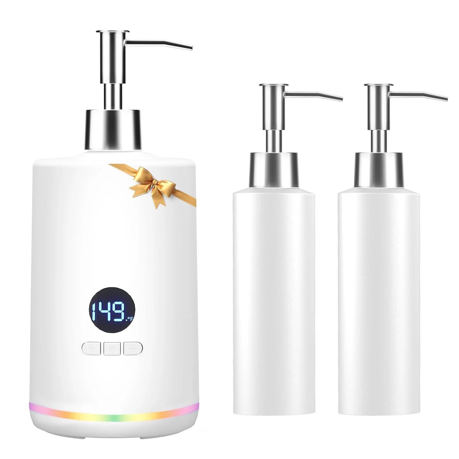 

Oil Warmer for Massage, Heated Body Lotion Dispenser Device, Electric Massage Oil Gel Bottles Heater with Ambient Lighting ﻿