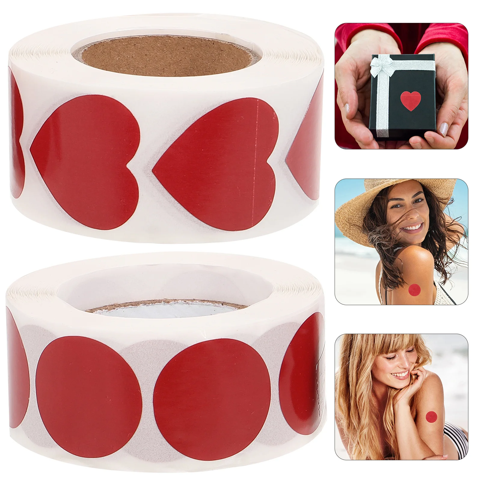 2 Rolls Tanning Stickers Self Adhesive Body Labels Heart Round Shape Removable for Women Indoor Outdoor Use Sunbathing