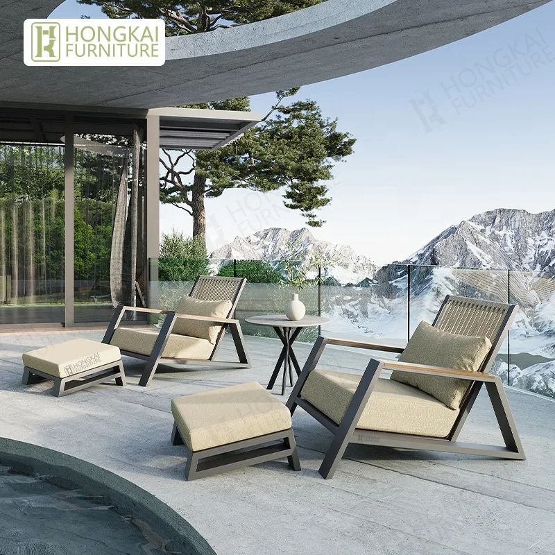 

Outdoor Furniture Leisure Chair Waterproof Lounge Chaise With Aluminum Alloy Frame And Rope For Hotels Parks Villas Courtyards