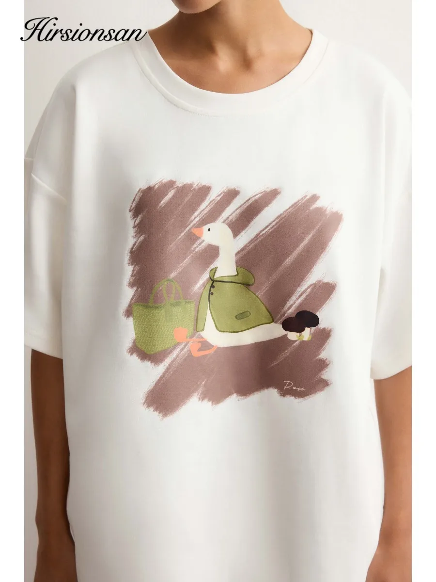 

Hirsionsan Aesthetic Duck Graphic Cotton T Shirt Women 2026 New Hot Basic Short Sleeve Tshirts O Neck Tees Casual Girls Tops
