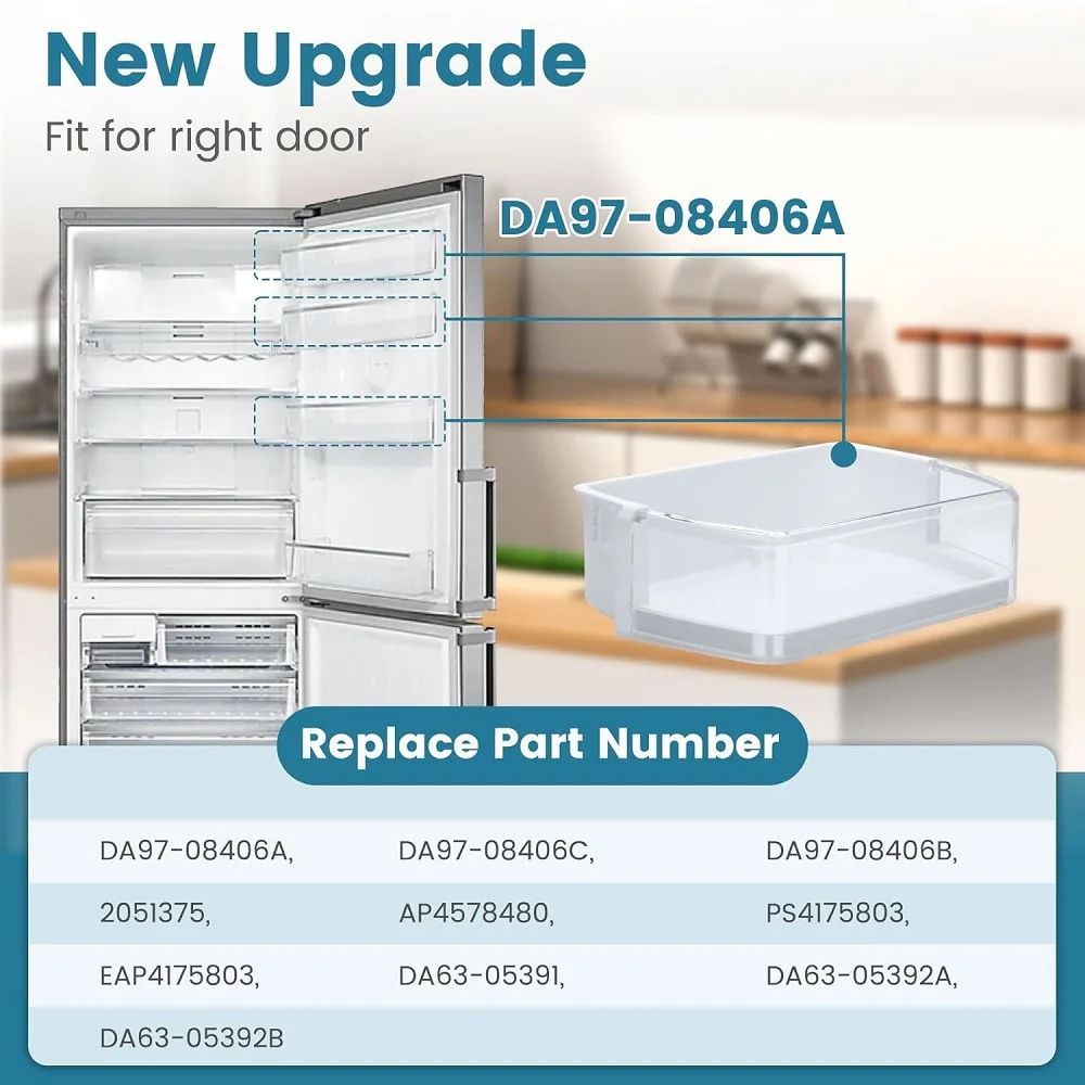 DA97-08406A, DA97-08406B/C Contenedor de puerta de refrigerador compatible con piezas Samsung RF4287HARS/RF4289 (lado derecho) DA63-05391