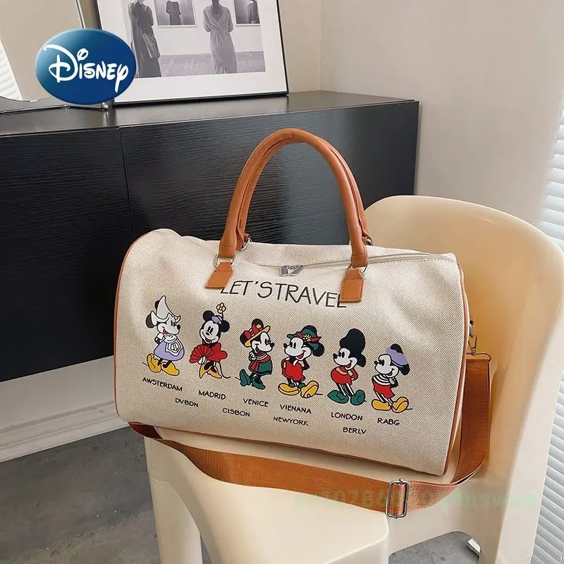 Disney Mickey tas jinjing popok merek mewah, tas selempang berpergian portabel kartun kapasitas besar