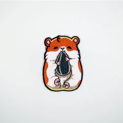 1Pcs Cute Iron-On Hamster Patch 4.3*6cm Pet Animal Badge Decorative DIY Embroidery Embroidered Applique Hamsters Lover Gift