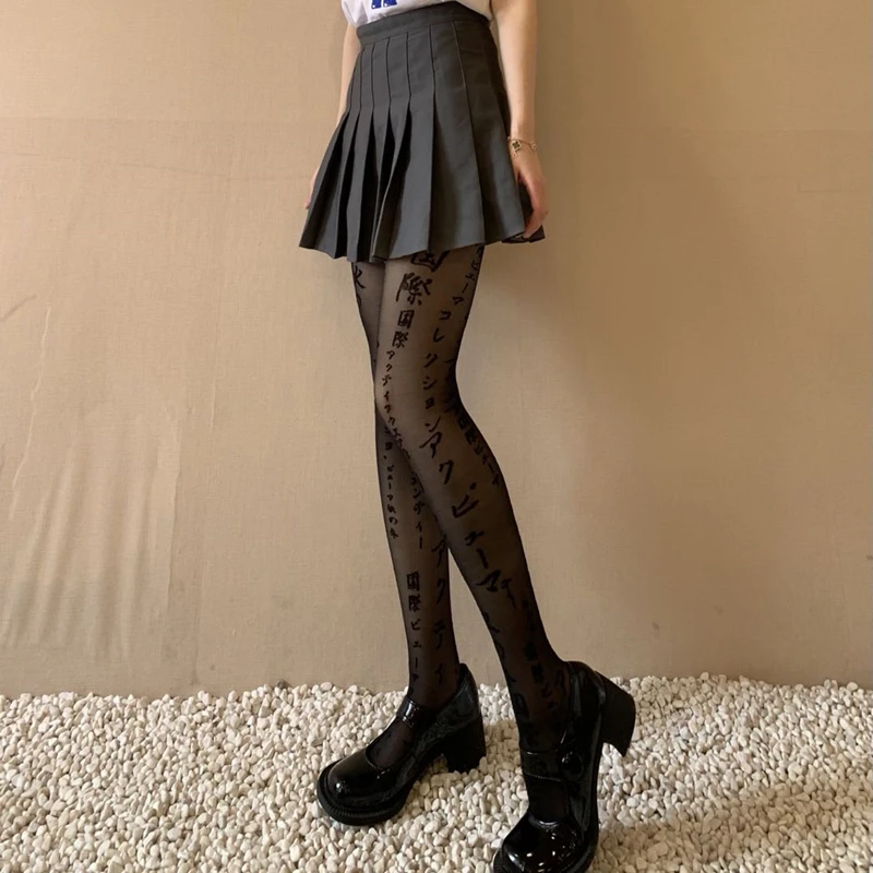 Halloween Goth loli japońskie pończochy czarny seksowny, obcisły damski Pantynose Lolita Gothic bodystocking Kawaii przebranie na karnawał