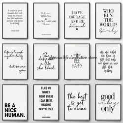 Canvas Printing Positive Energy Phrases Motivational Words Quotes Poster Black and White Minimalist Wall Art Pictures Home Decor