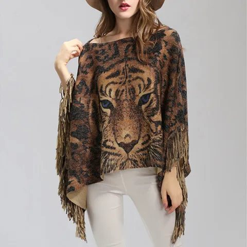 

2025 Autumn New Cape Print Pullover Cape Shawl Autumn and Winter Pullover for Women