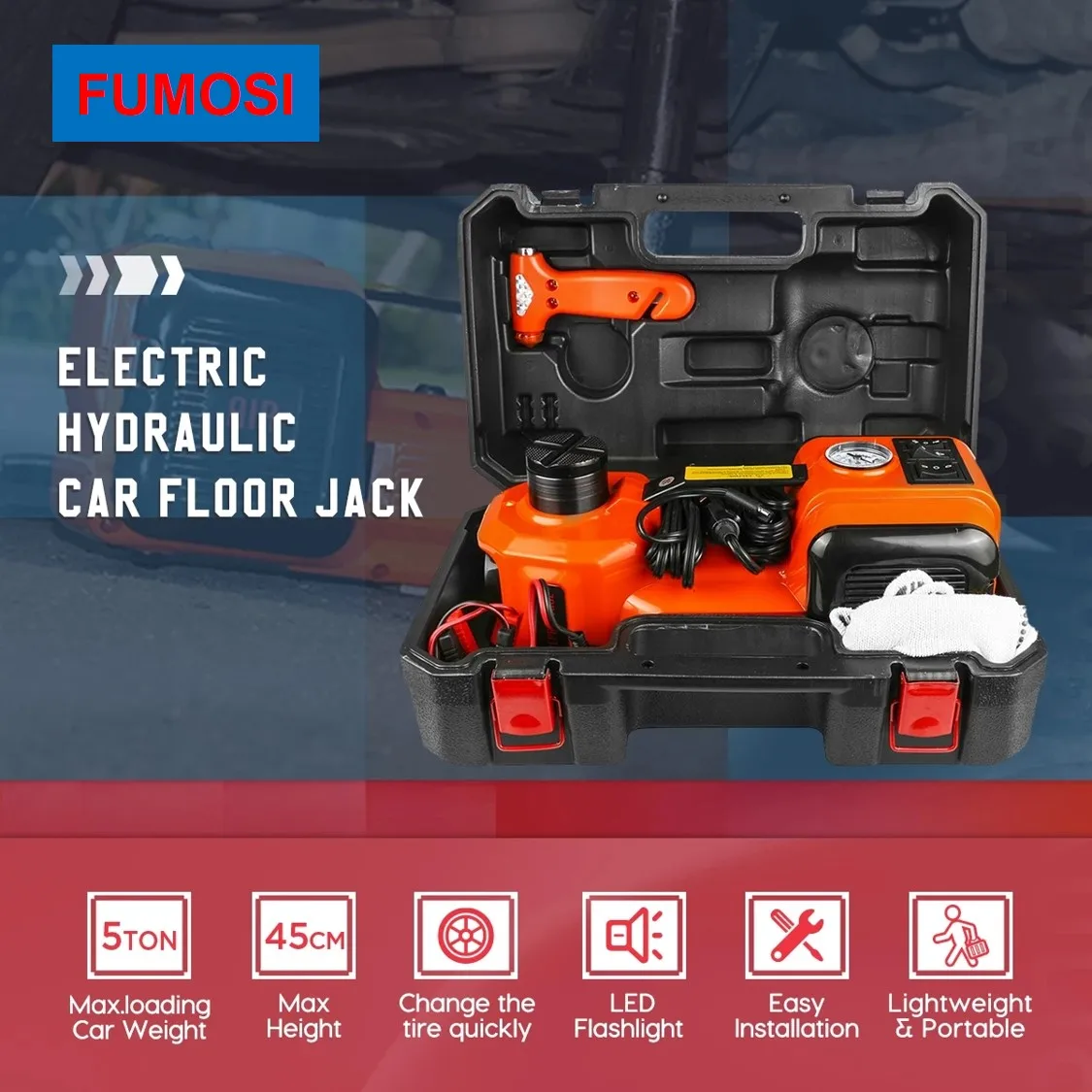 Wheel Jack 12v Dc 5.0t Multi-function Electric Hydraulic Jack For Car With Wrench