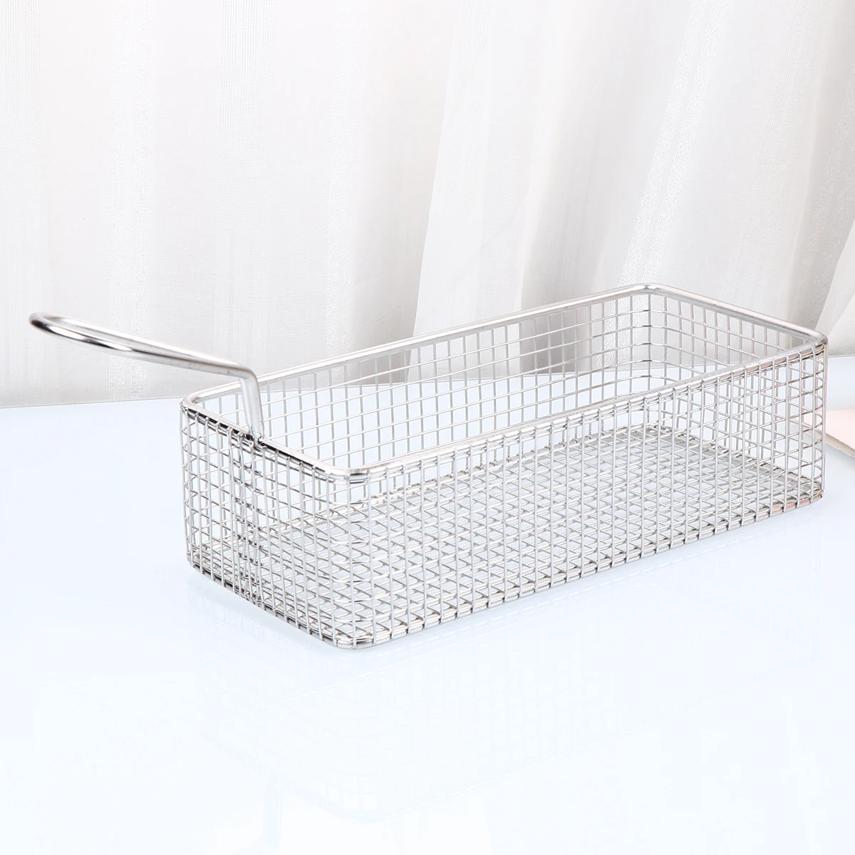 

Stainless Steel Small Snack Basket Large Mesh Frying Basket Long Handle Fry Filter Mesh Colander for French Fries