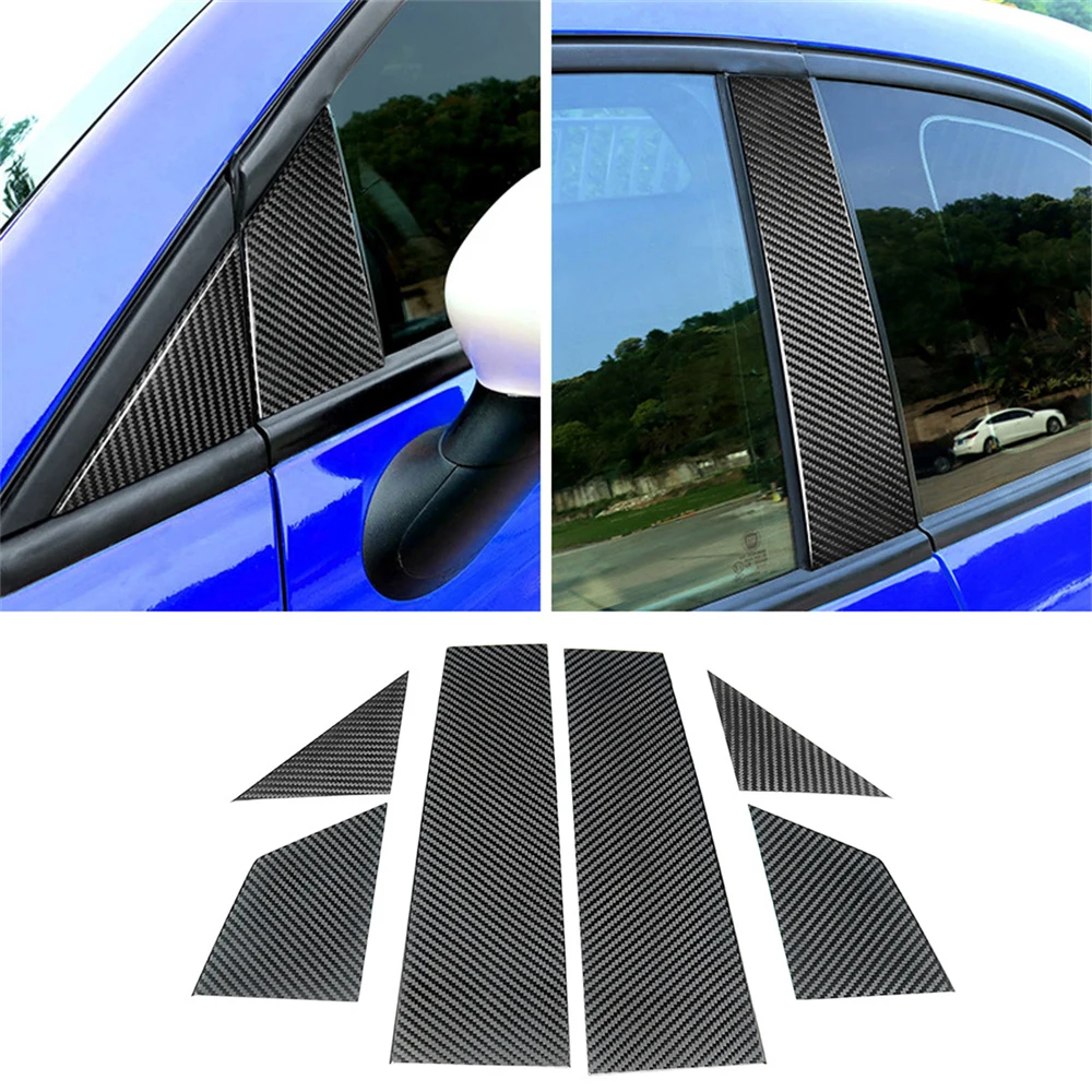 

Комплект накладок на дверные и оконные стойки (A, B) для Fiat 500 2008-2023 и Abarth 595 2012-2023 из настоящего карбона