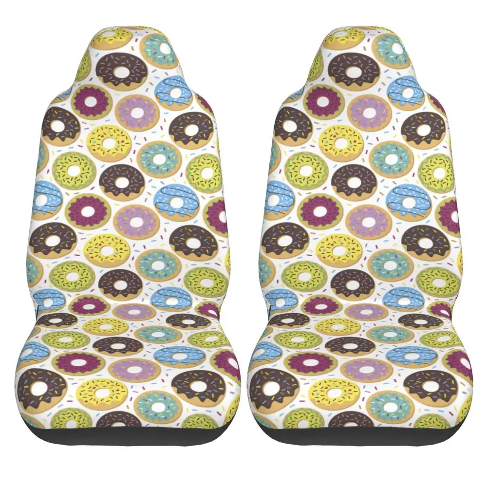 Colored Donut Numbers Front Row Car Seat Cover 2-piece Car Seat Protector Universal Size Suitable for Cars, SUVs Trucks and Vans