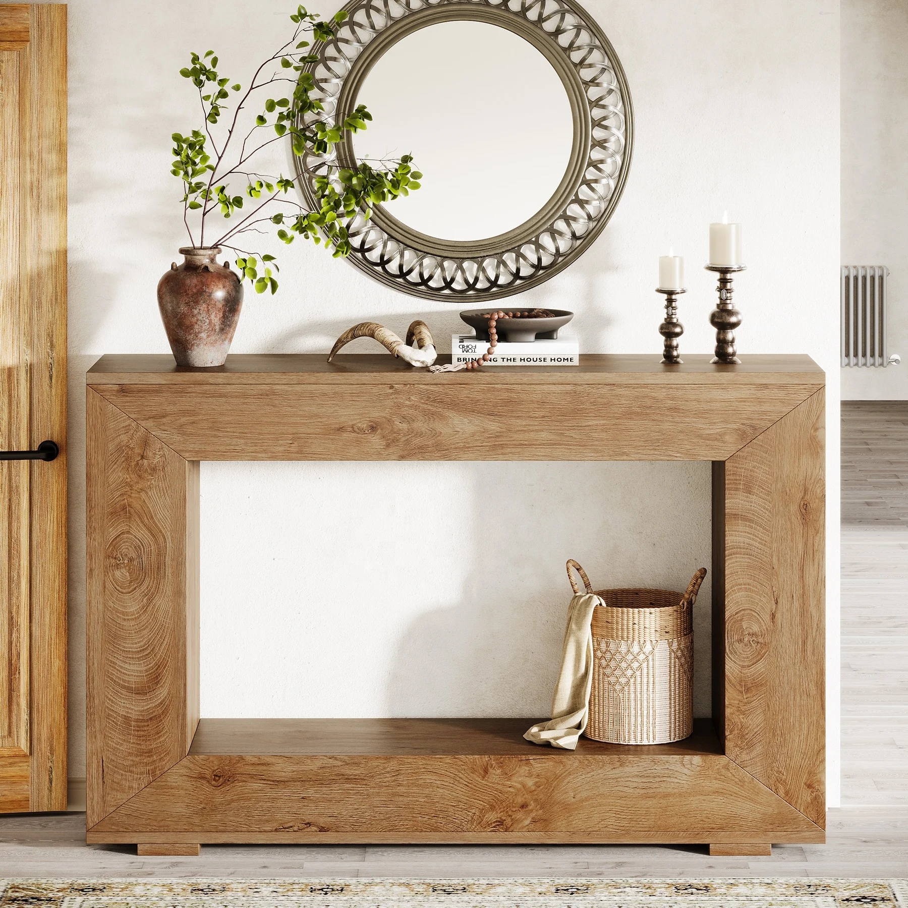 Tribal 47-inch console table, modern hallway entrance table, living room narrow sofa entrance table