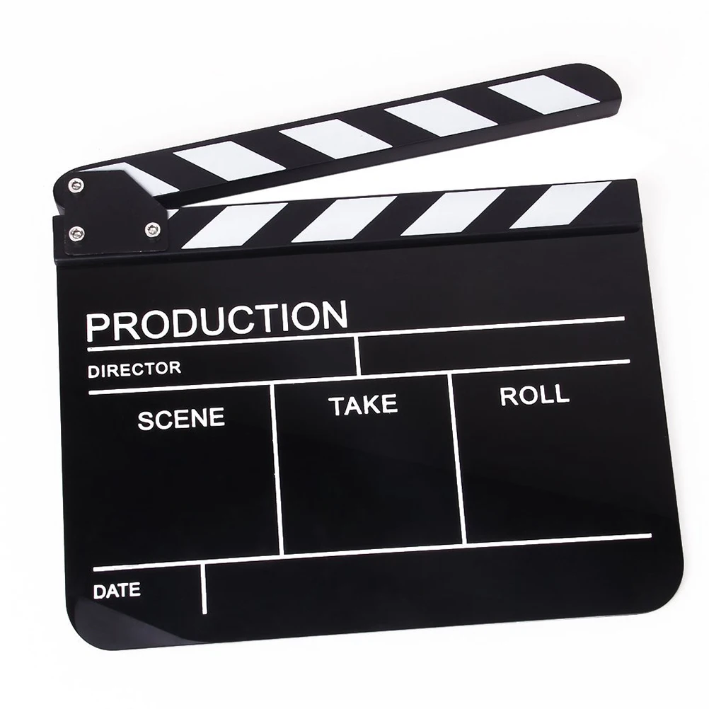 

Professional English Version Clapper Board Acrylic Wood Film Movie 30X22Cm Stick 30X2.5Cm Black+White Durable