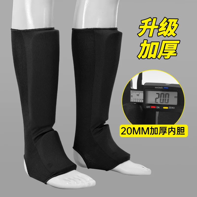 Karate Foot and Leg Protector Thickened Knitted Taekwondo Boxing Sanda Fighting Cotton Leg Protector Integrated Protective Gear