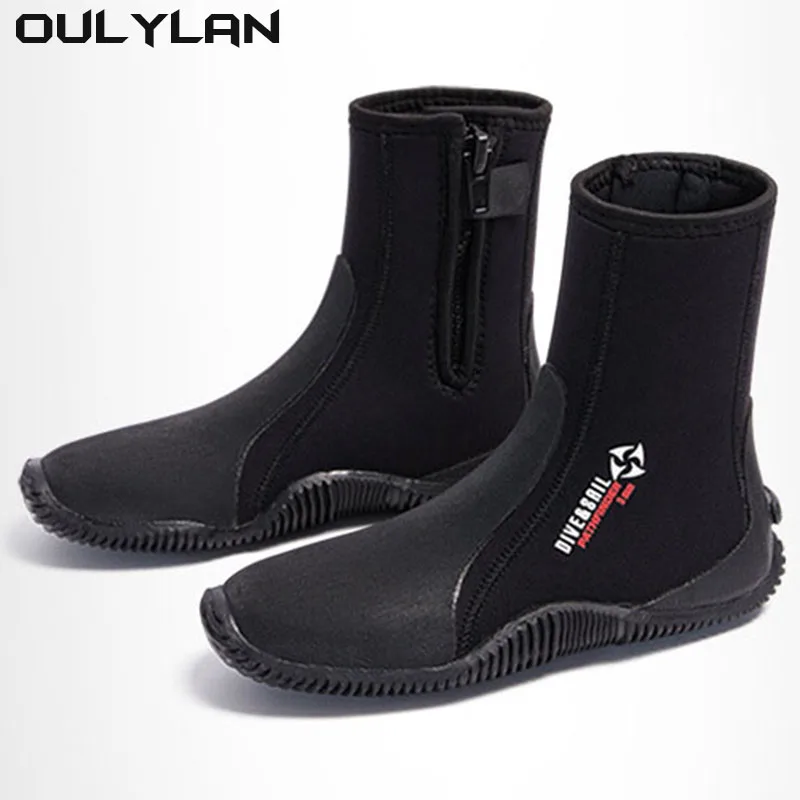 Oulylan Premium Neoprene Diving Boot 5m Water Shoes Wetsuit Booties With Anti-Slip Rubber Sole  Zipper For Surf Scuba 1 Pair