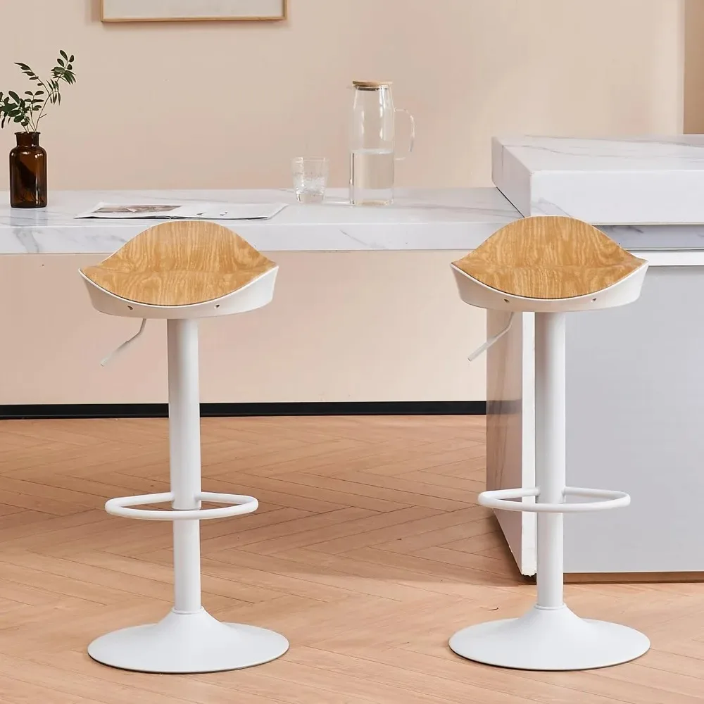 

Bar stools Set of 2 Counter Height Barstools Adjustable Swivel Bar Chairs with Footrest, PU&Plastic Kitchen Island Stools