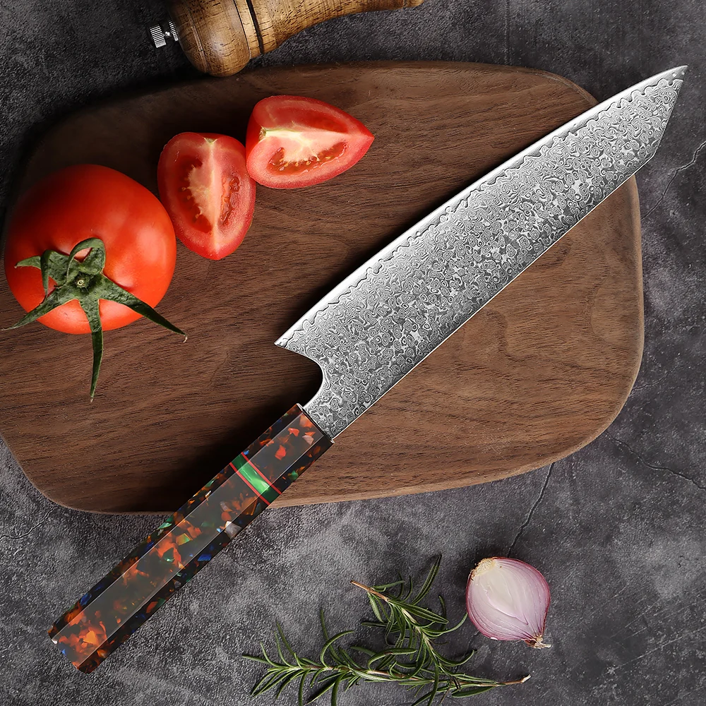 

XITUO 8 Inch Kiritsuke Knife 67 Layer Japanese Damascus Stainless Steel Kitchen Knife Sharp Chef Knives Color Resin Handle