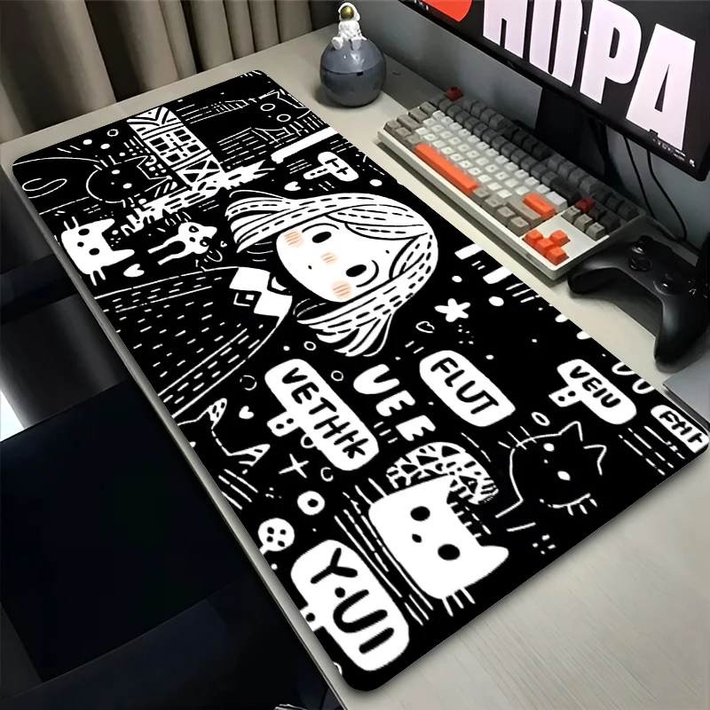 Mouse Pad PC Non Slip Rubber Mousepad Laptop Gamer Cabinet Keyboard Pad Office Computer Gaming Desk Mouse Mat HD Trendy Graffiti