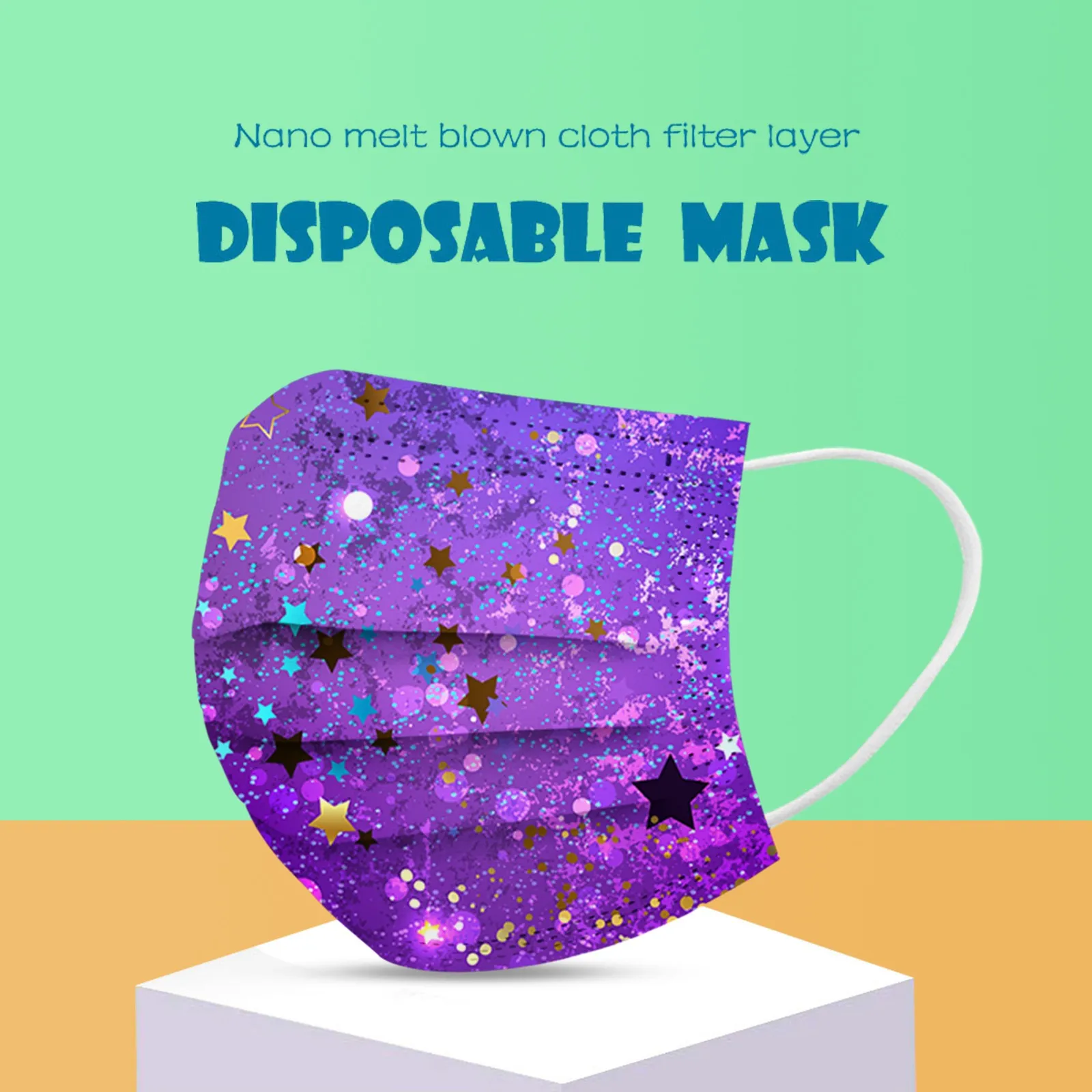 مختلط اللون 50 قطعة قناع واقٍ يومي يمكن التخلص منه قناع الكبار السماء المرصعة بالنجوم الأرجواني الحرم الجامعي خارج التسوق التنقل الحماية اليومية #1